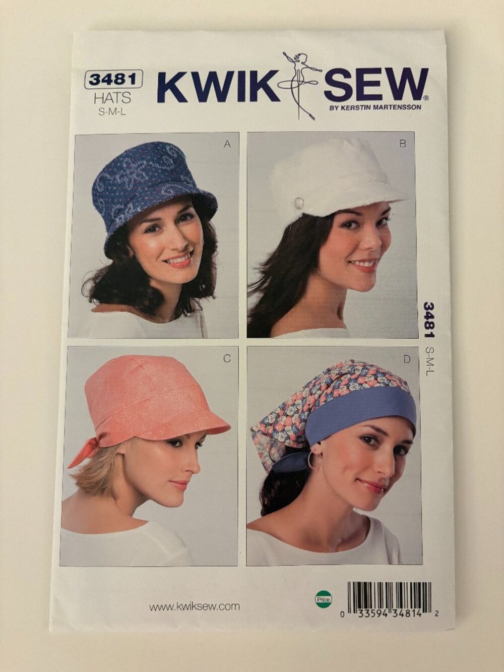 UNCUT Kwik Sew WOMAN'S HATS/SCARVES In FOUR STYLES 2000's Sewing PATTERN - #3481